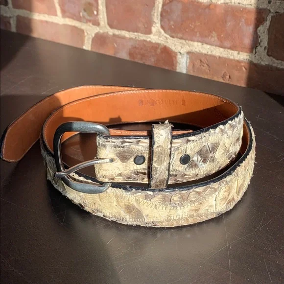 Snake Skin Leather Belt Textured Tan Color Sz 36 display picture 2